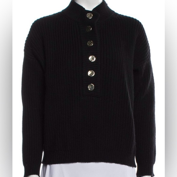 Sezane Sweaters - La Maille Sezane Knitwear Black Sweater Mock Neck Cotton/Wool Designer Size M